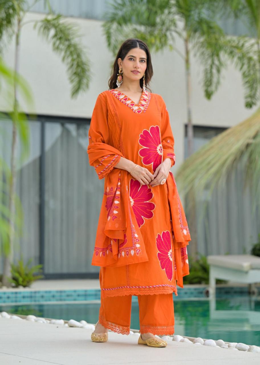 Suryalekha Embroidered Cotton Suit Set