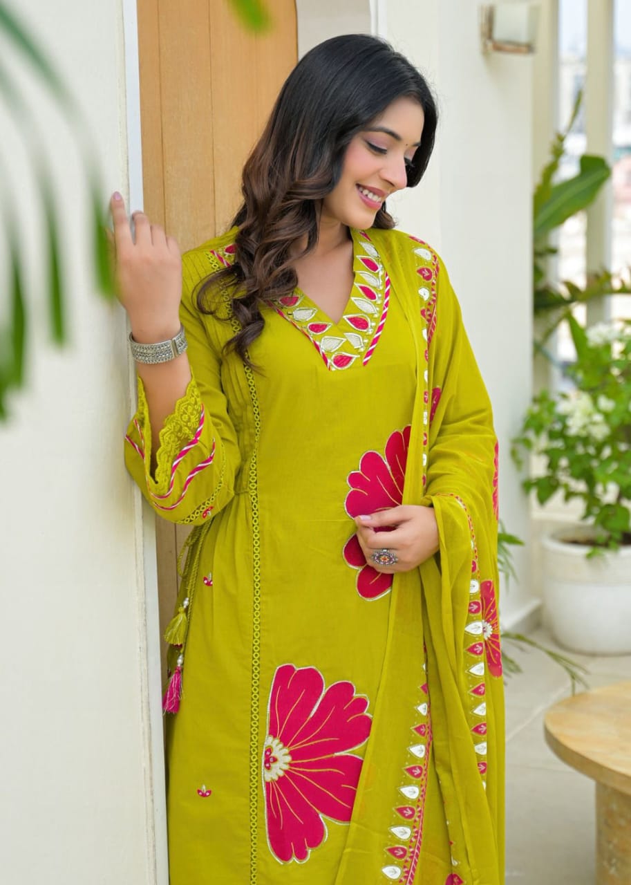 Suryalekha Embroidered Cotton Suit Set