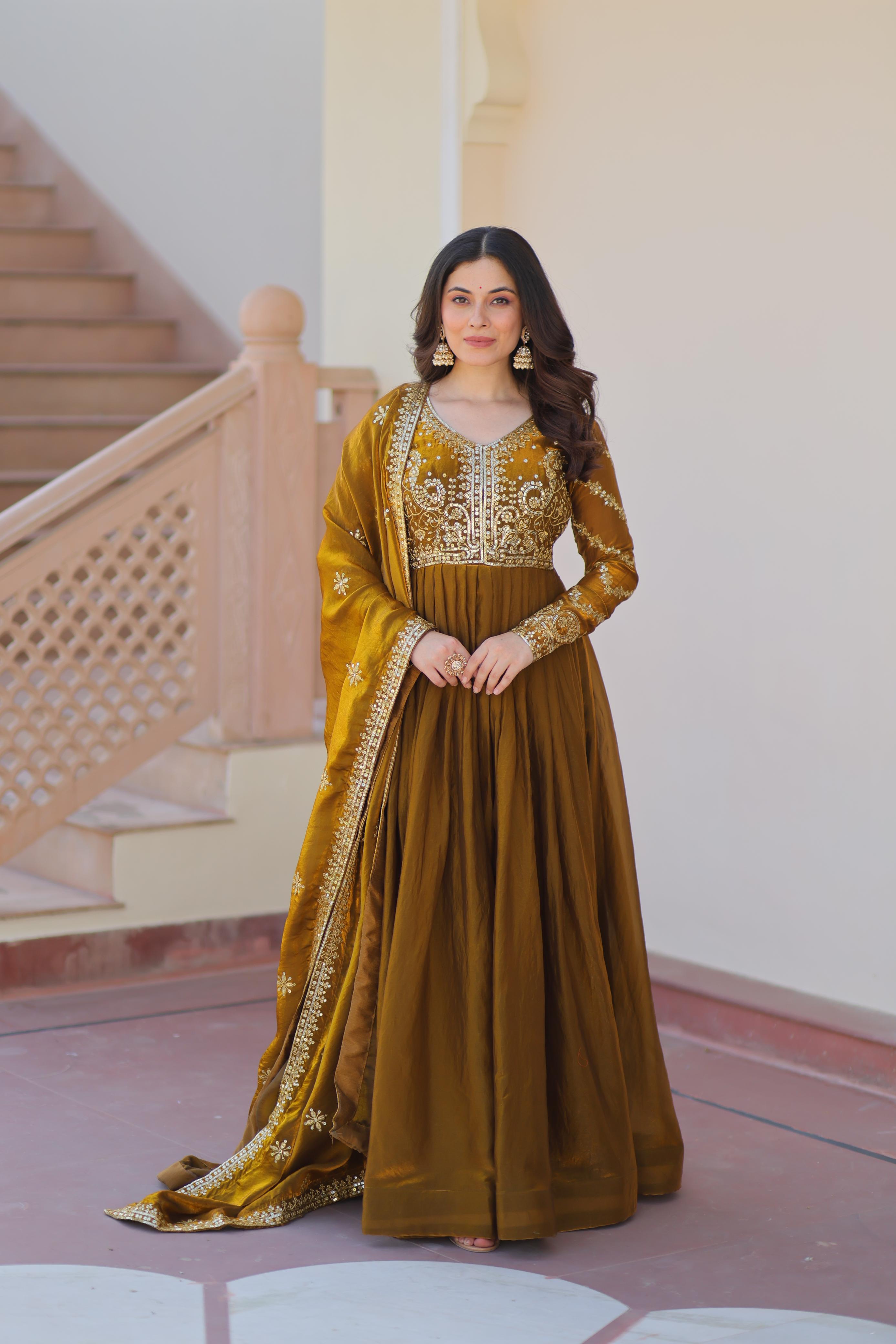 Kesariya Vaani Embroidered Gown Set