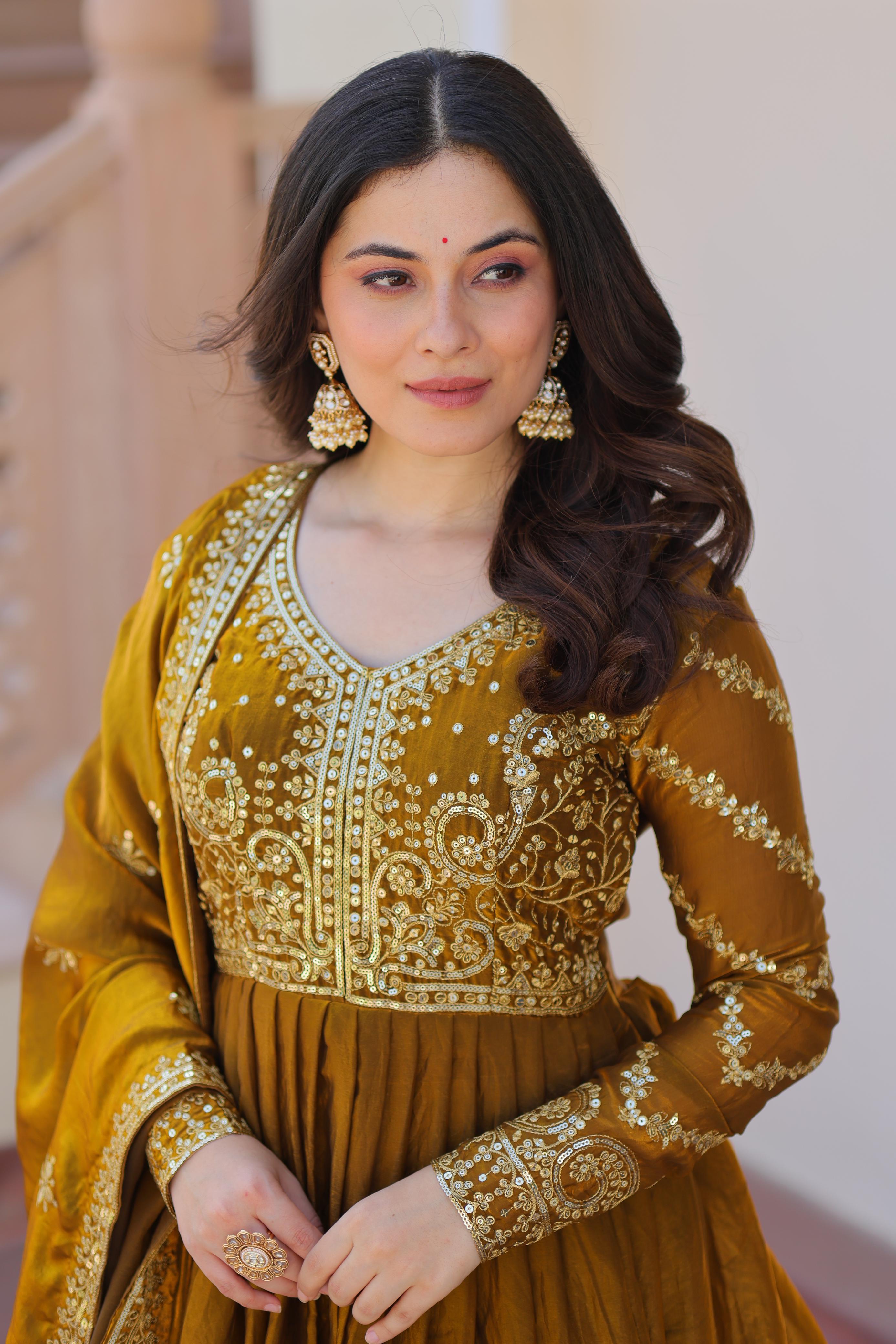 Kesariya Vaani Embroidered Gown Set