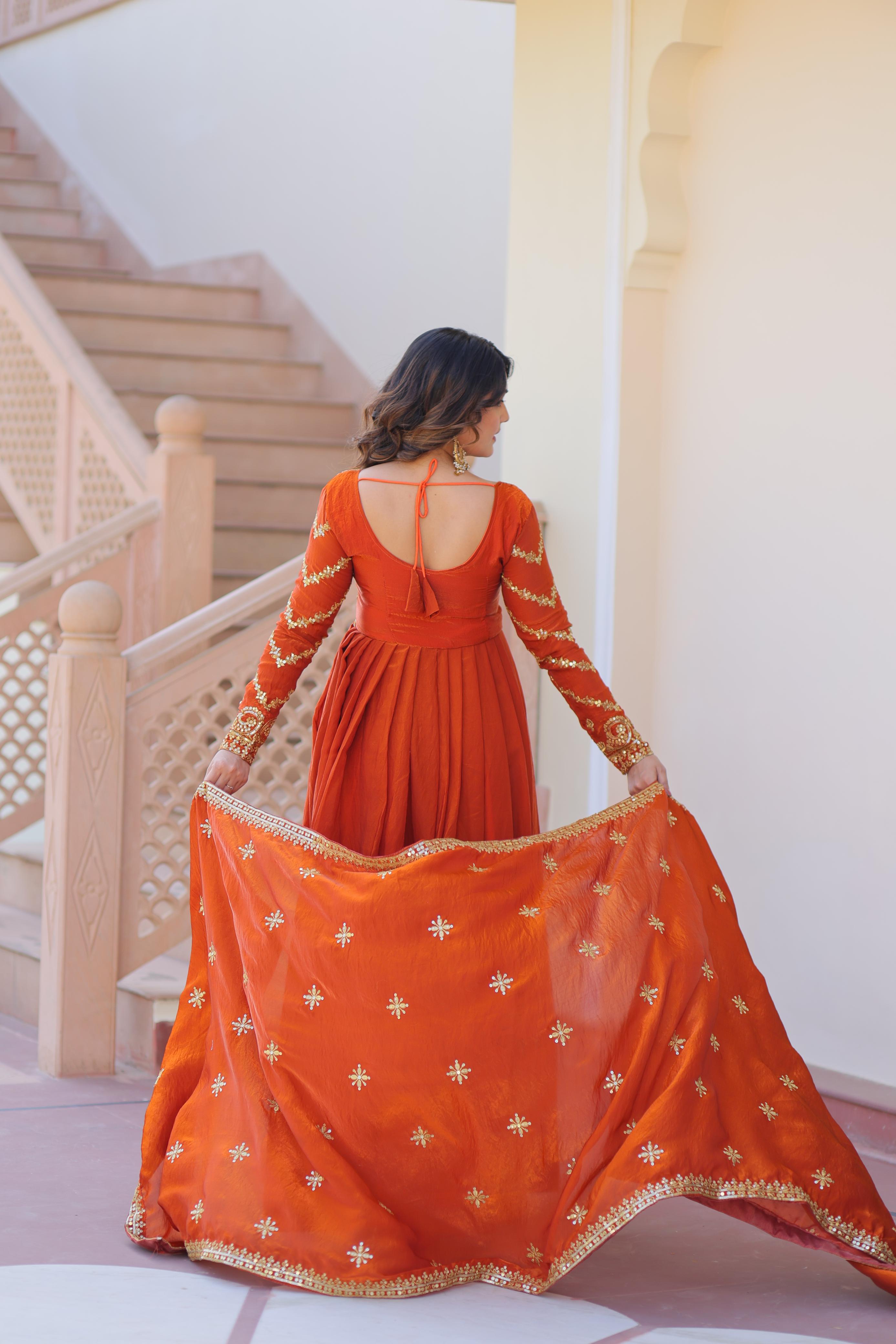 Kesariya Vaani Embroidered Gown Set