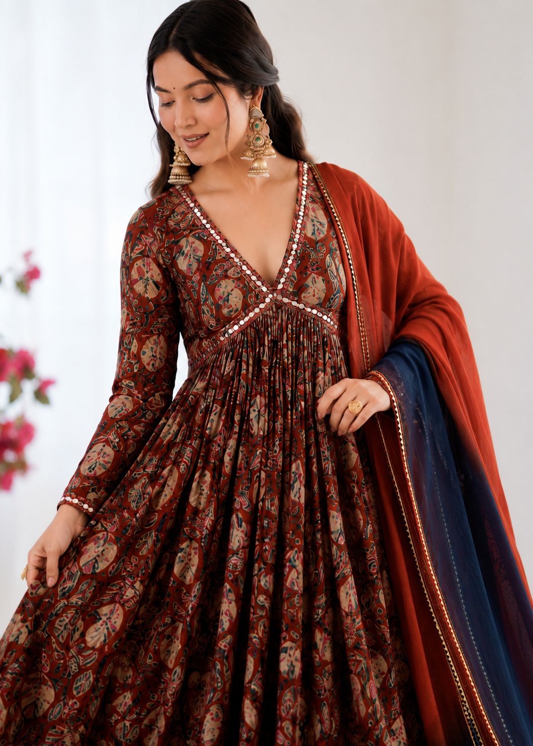 Ruhaanika Foil Print Chanderi Suit Set
