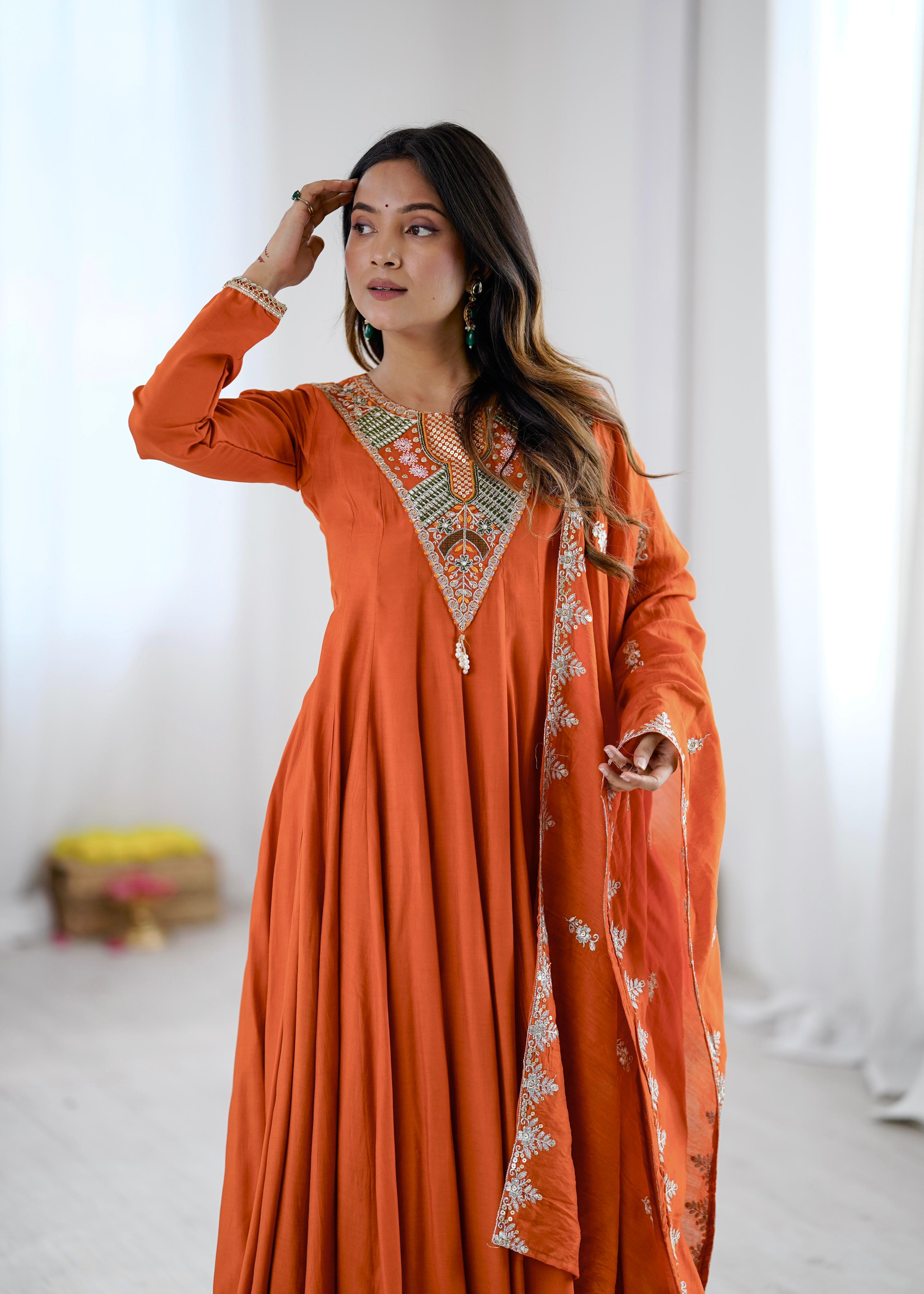 Gulnaar Sequence Embroidered Anarkali Set
