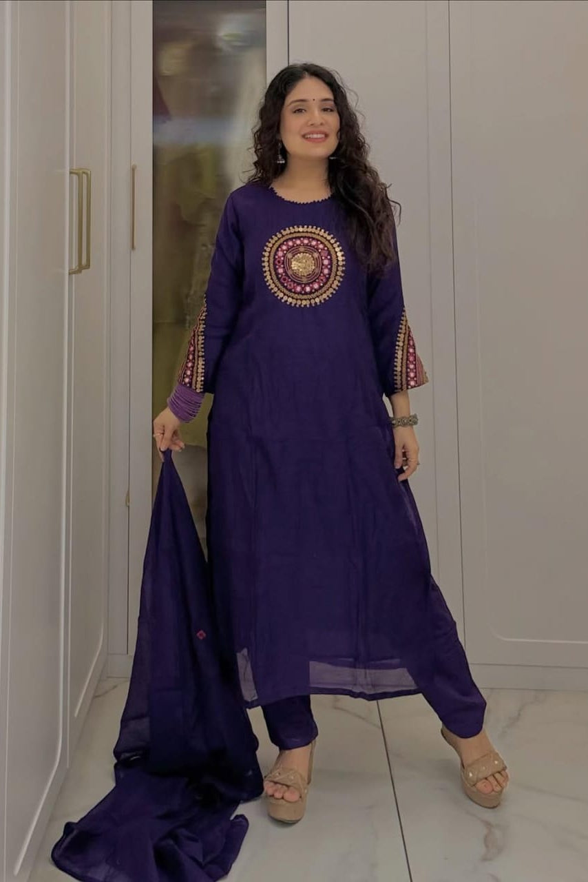 Gulbahar Cotton Embroidered Yoke Suit Set