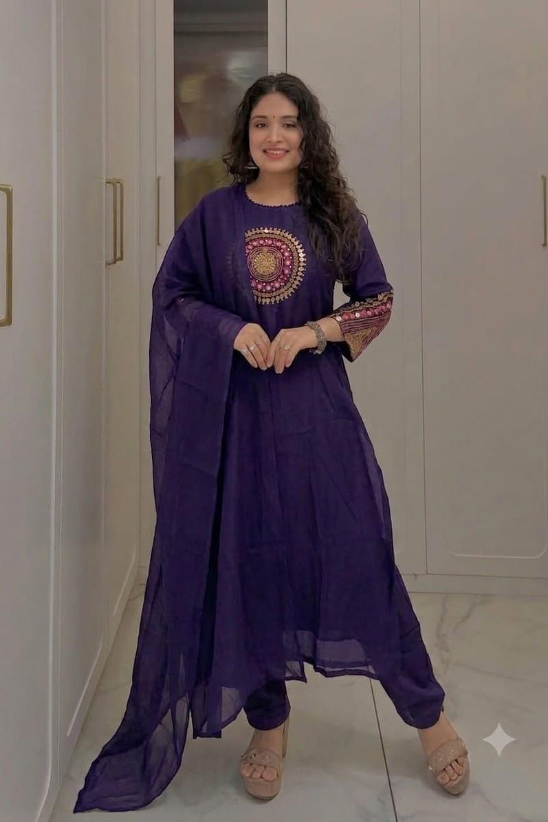 Gulbahar Cotton Embroidered Yoke Suit Set