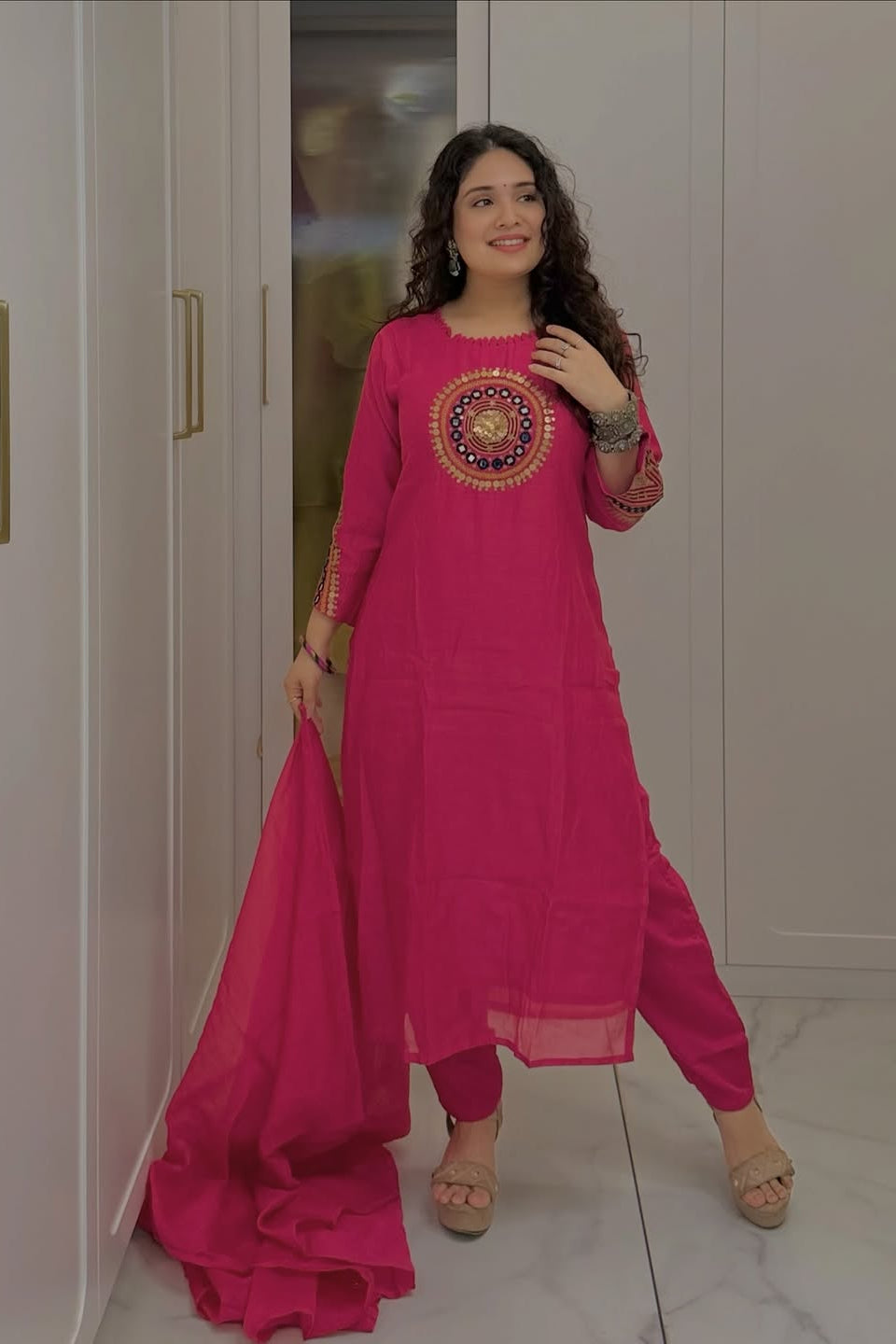 Gulbahar Cotton Embroidered Yoke Suit Set