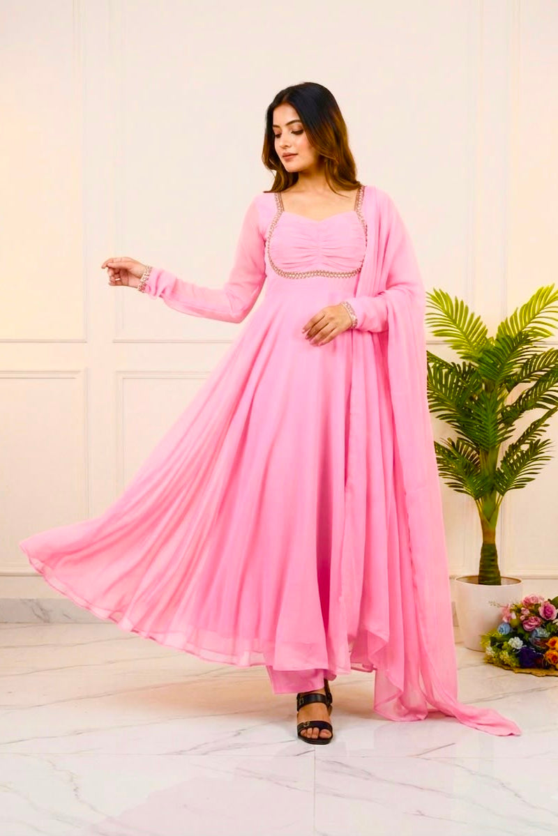 Zehnara Black Sequence Embroidered Gown Set