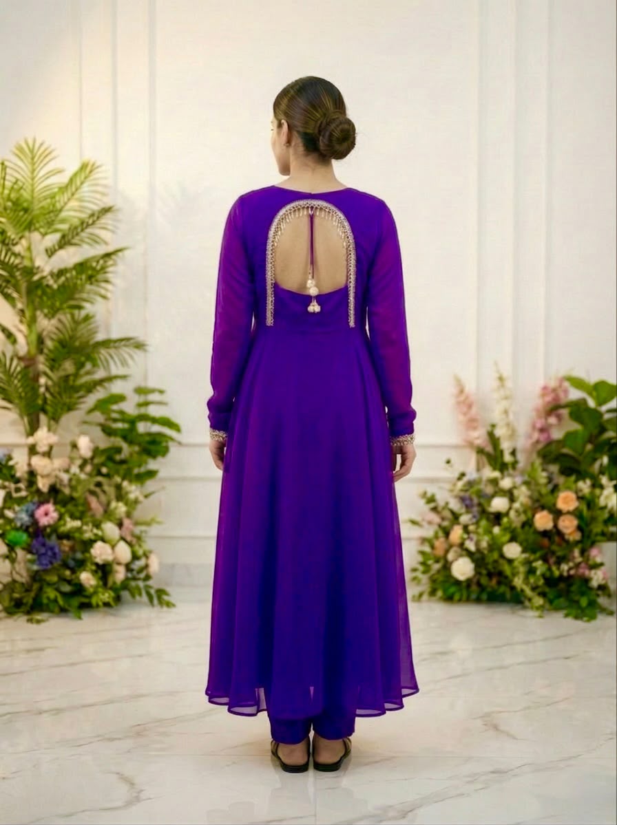 Zehnara Black Sequence Embroidered Gown Set