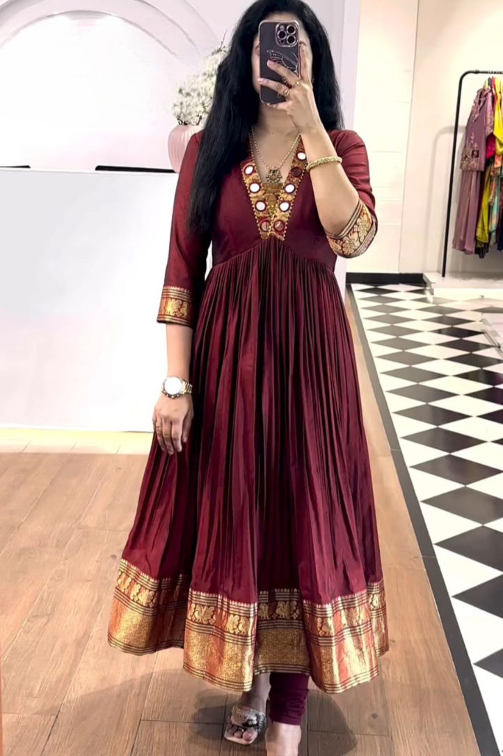 New Trending Zehra Vichitra Silk Flared Gown