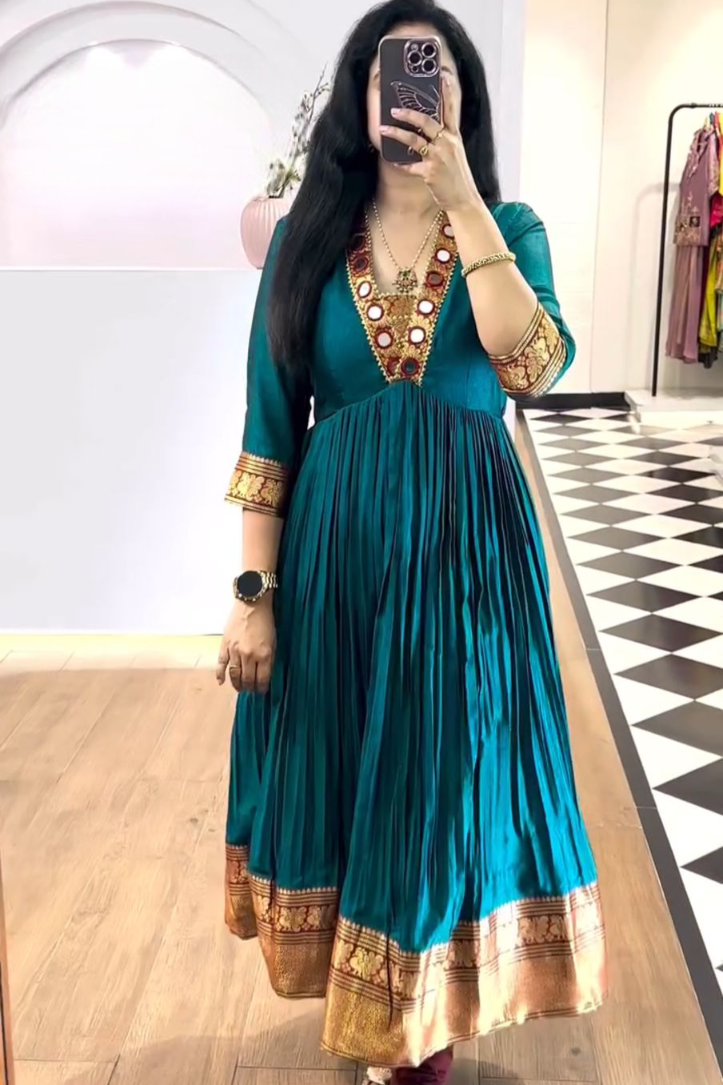 New Trending Zehra Vichitra Silk Flared Gown