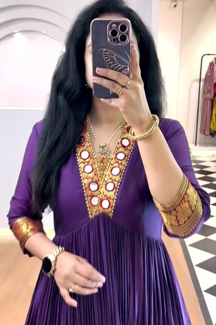 New Trending Zehra Vichitra Silk Flared Gown