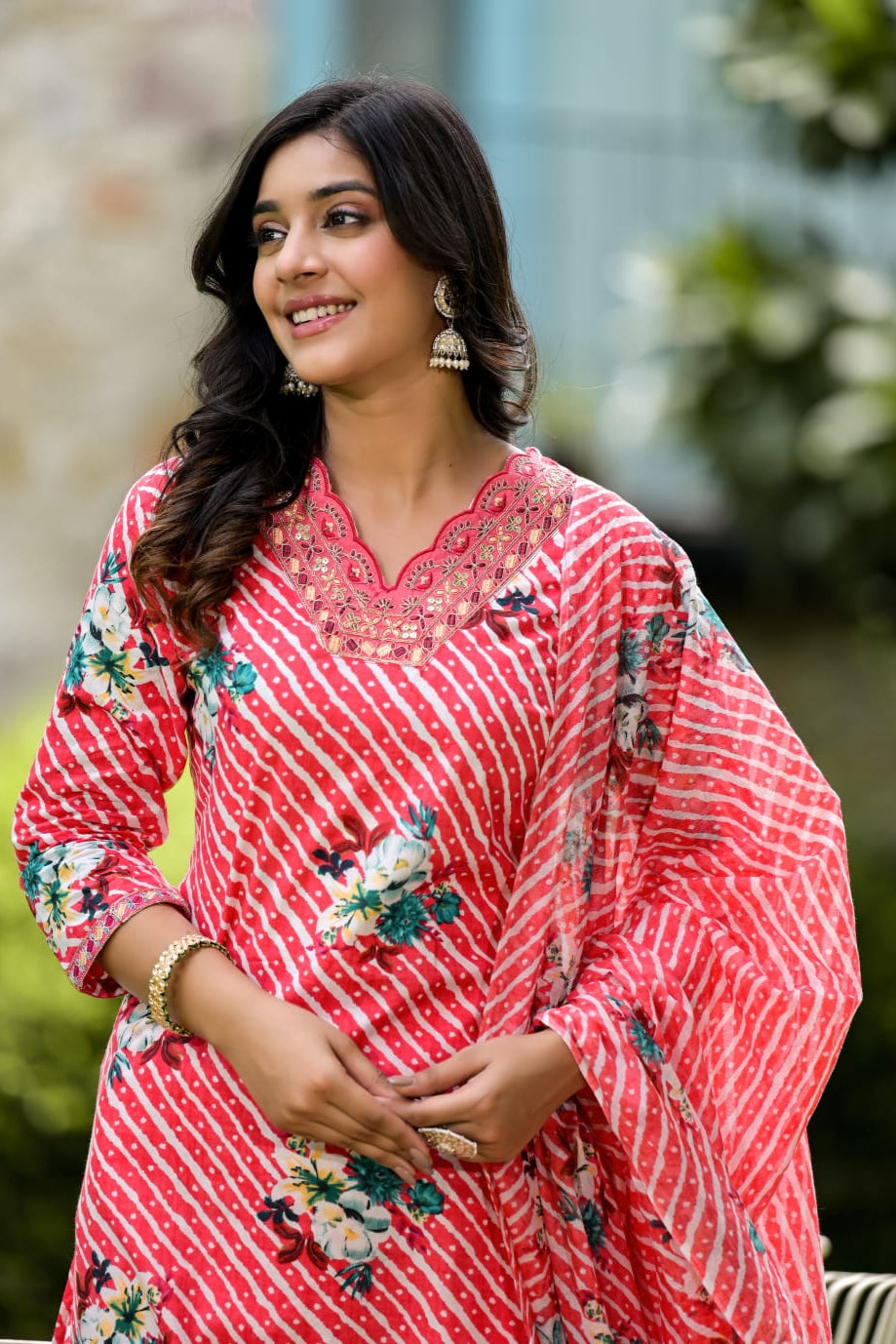 Lahariya Embroidered Cotton Suit Set