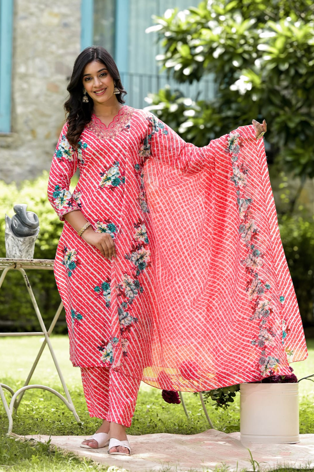 Lahariya Embroidered Cotton Suit Set