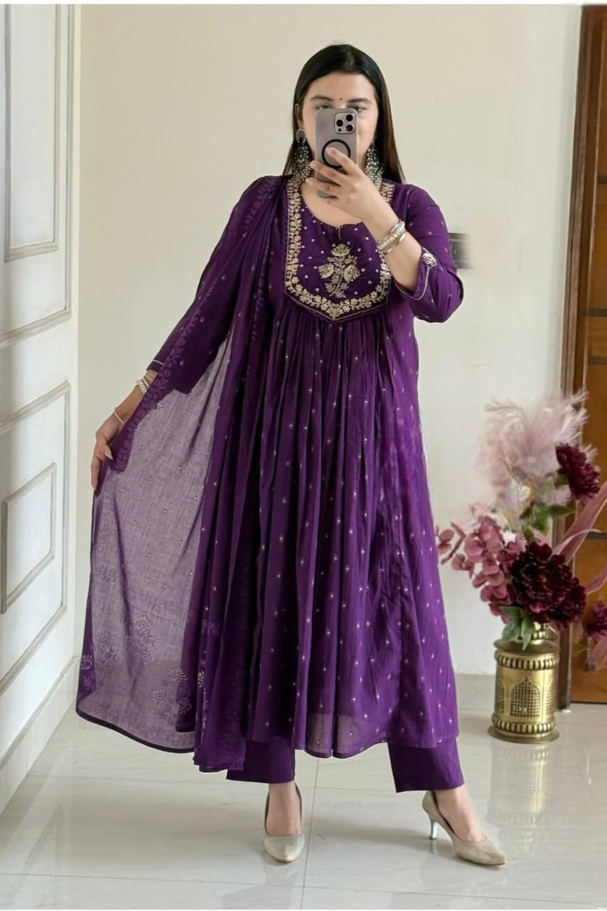 New Traditional Embroidered Anarkali Kurta Set
