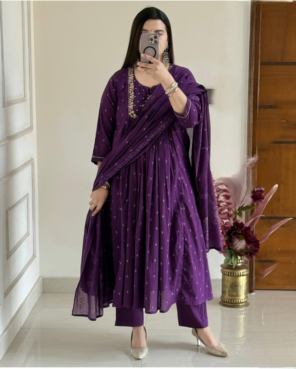 New Traditional Embroidered Anarkali Kurta Set