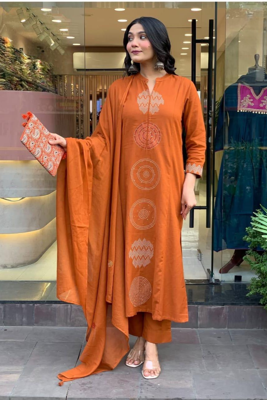 New Trending A-Line Kurti Pant Dupatta Set