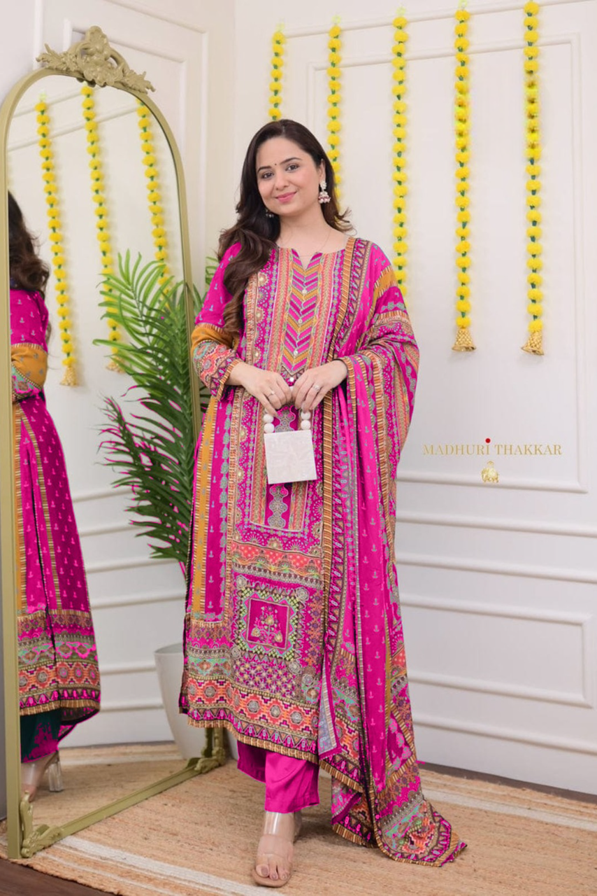 Gulzaar Noor Maslin Sequin Pakistani Suit Set