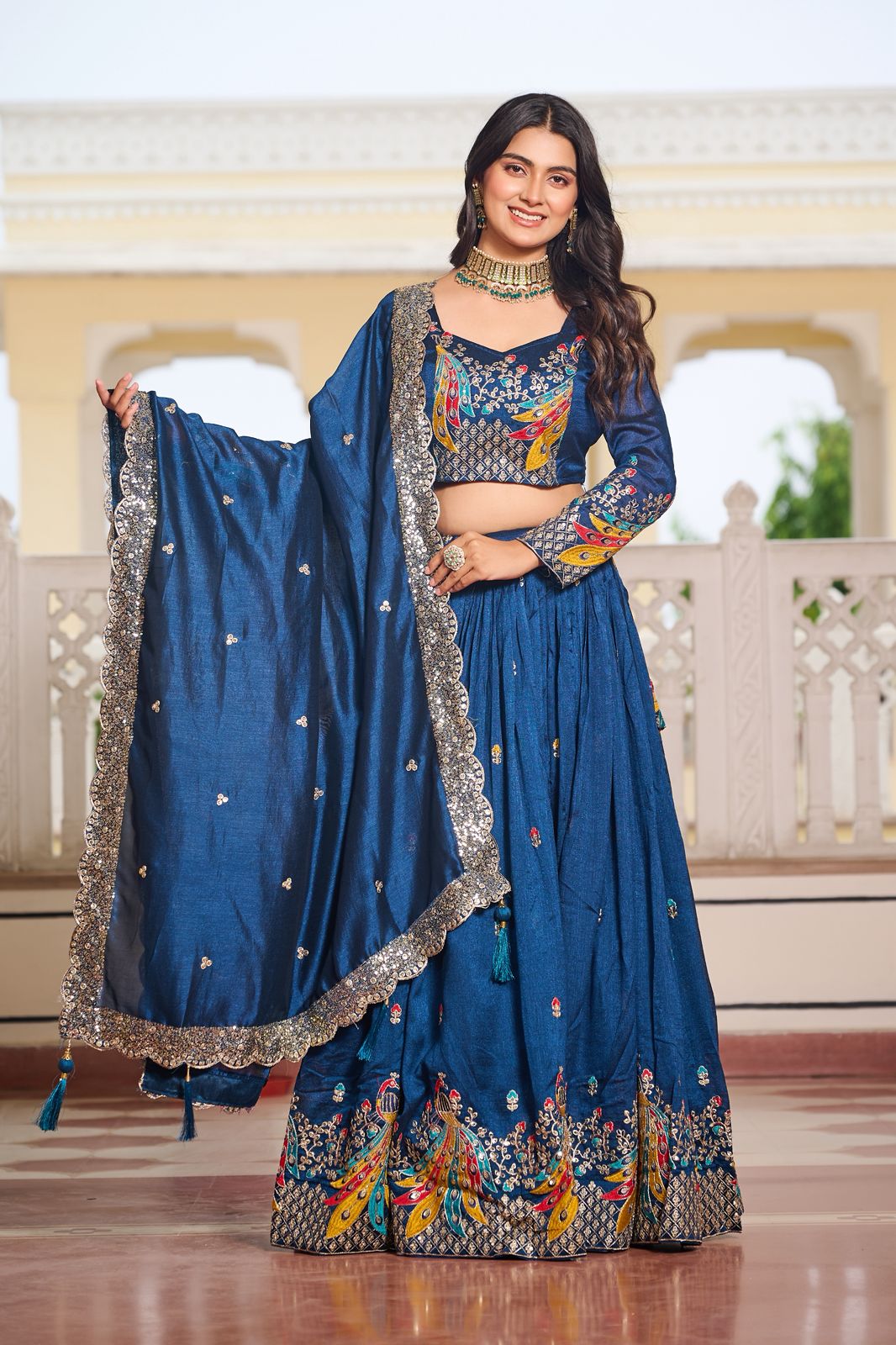 Morpanki Rajwada Heavy Embroidery Lehenga Choli Set