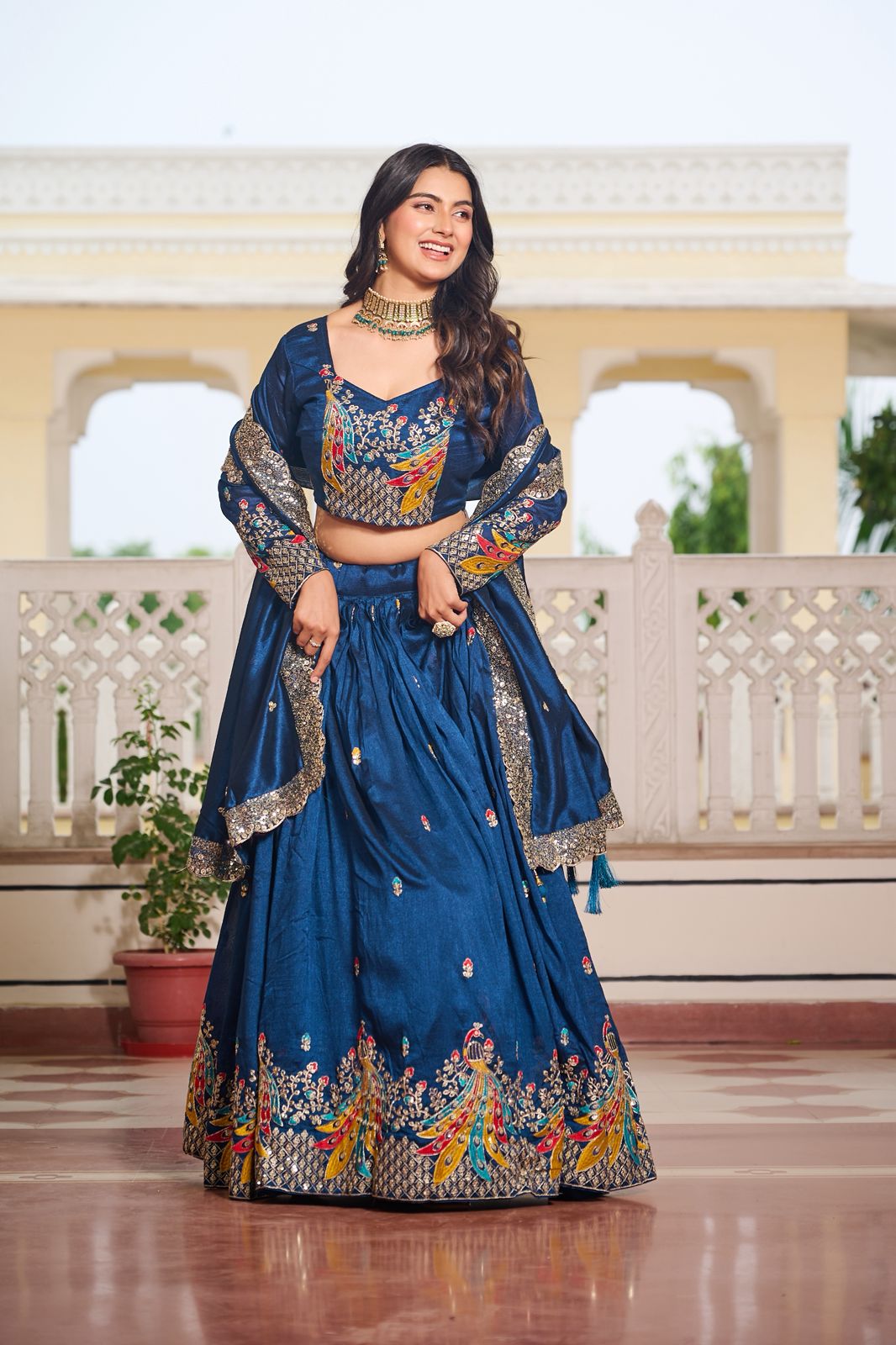 Morpanki Rajwada Heavy Embroidery Lehenga Choli Set