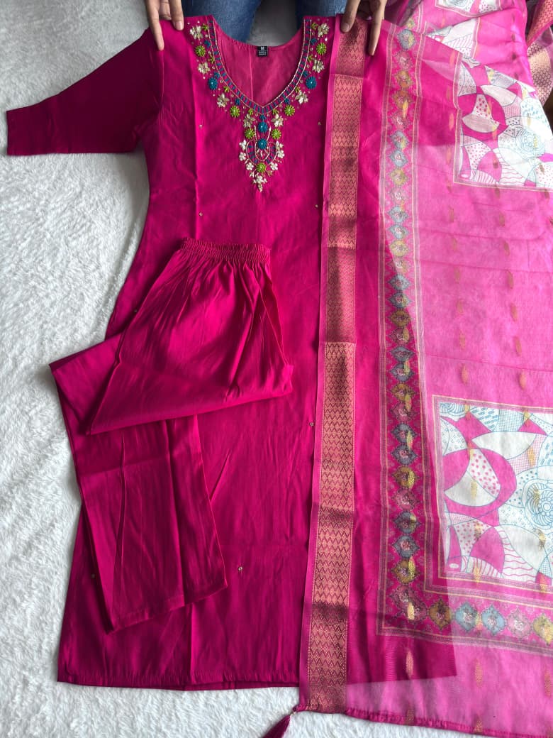 Rosea Elegance Designer Kurti Pant Dupatta Set