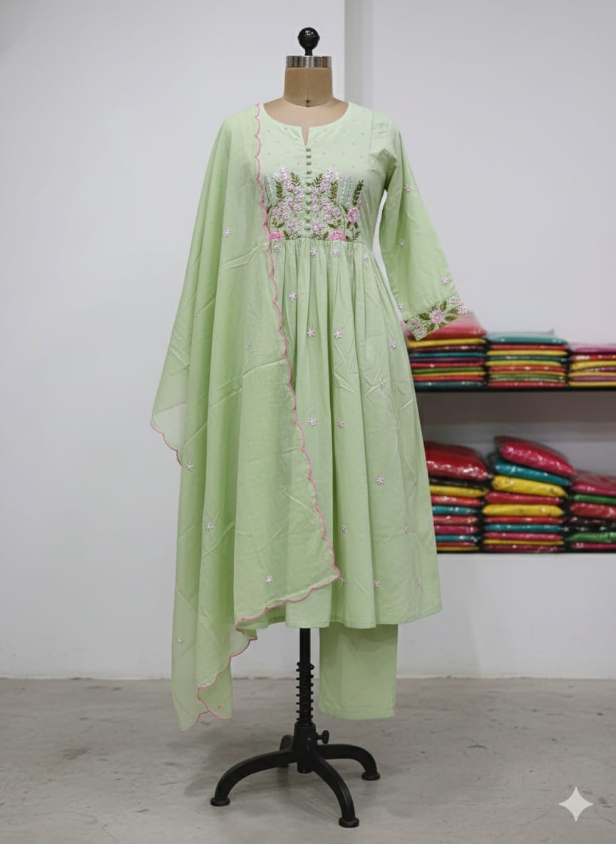 Neelkamal Embroidered Cotton Suit Set