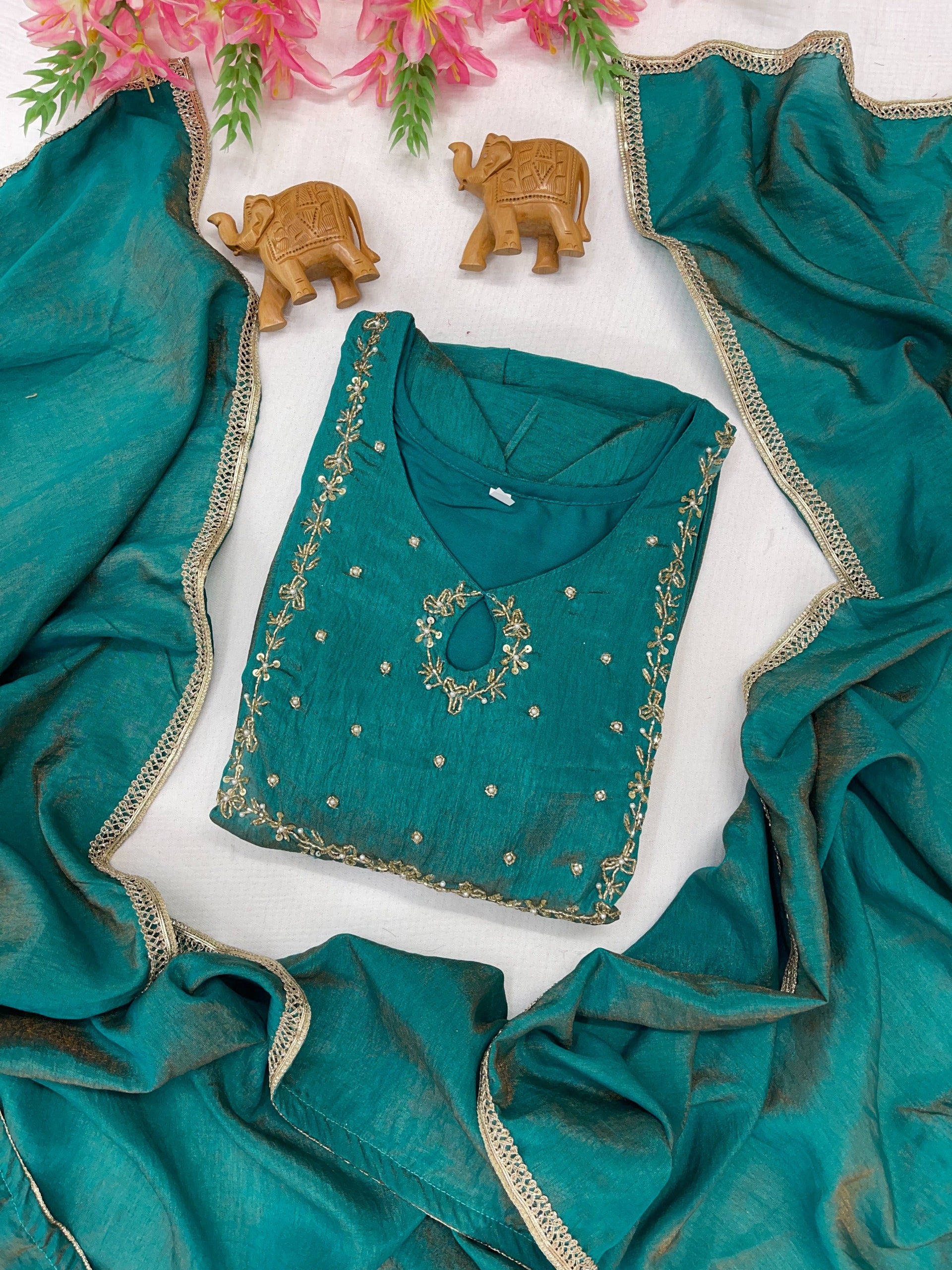 Morpanki Khatli Vichitra Silk Gown Set