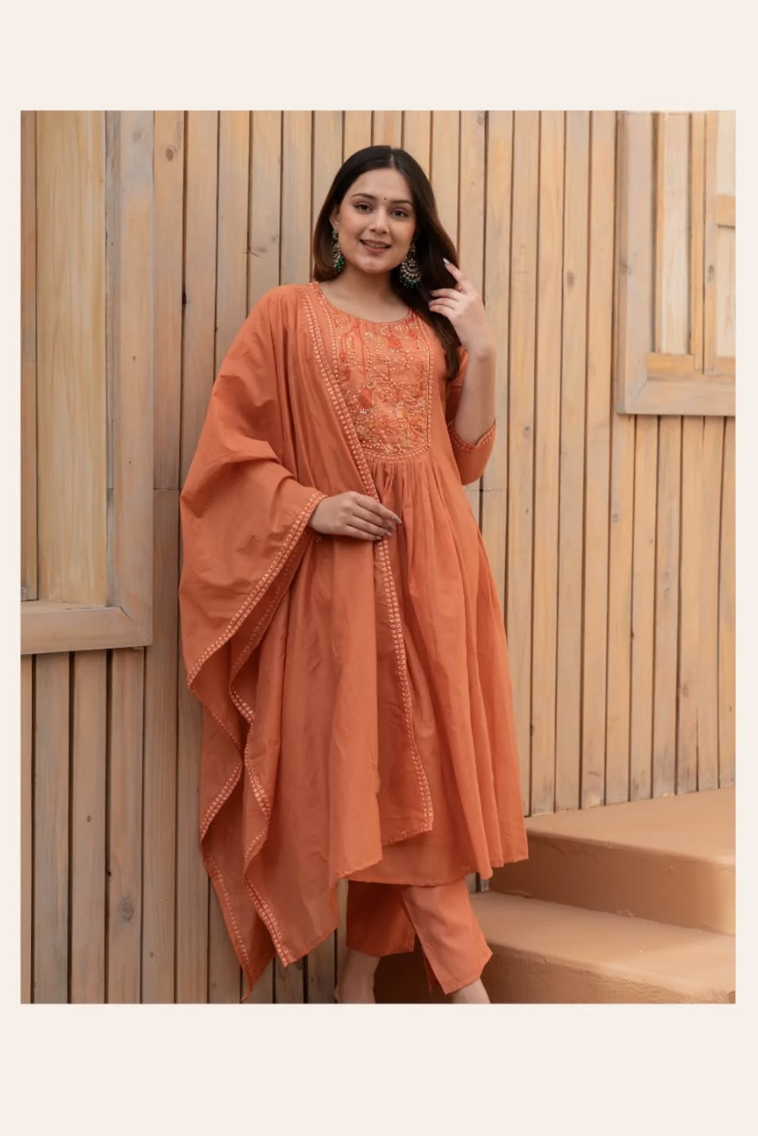 Gulpriya Anarkali Cotton Suit Set