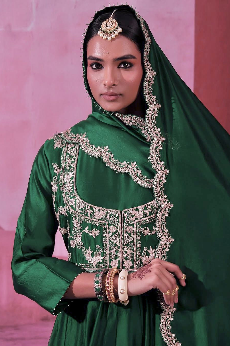 Haritambara Chinon Silk Gown Koti Set