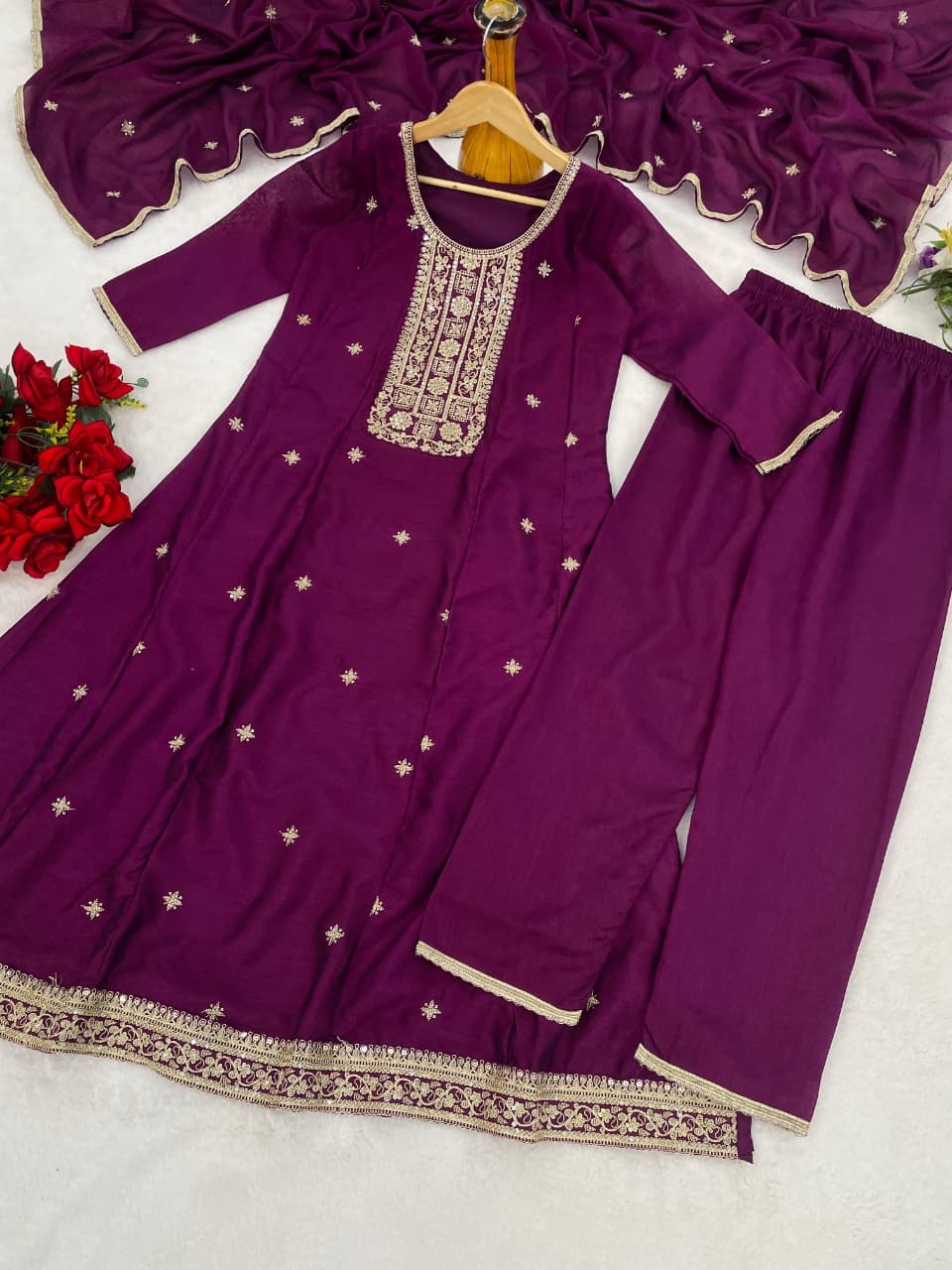 Meherva Vichitra Silk Anarkali Suit Set