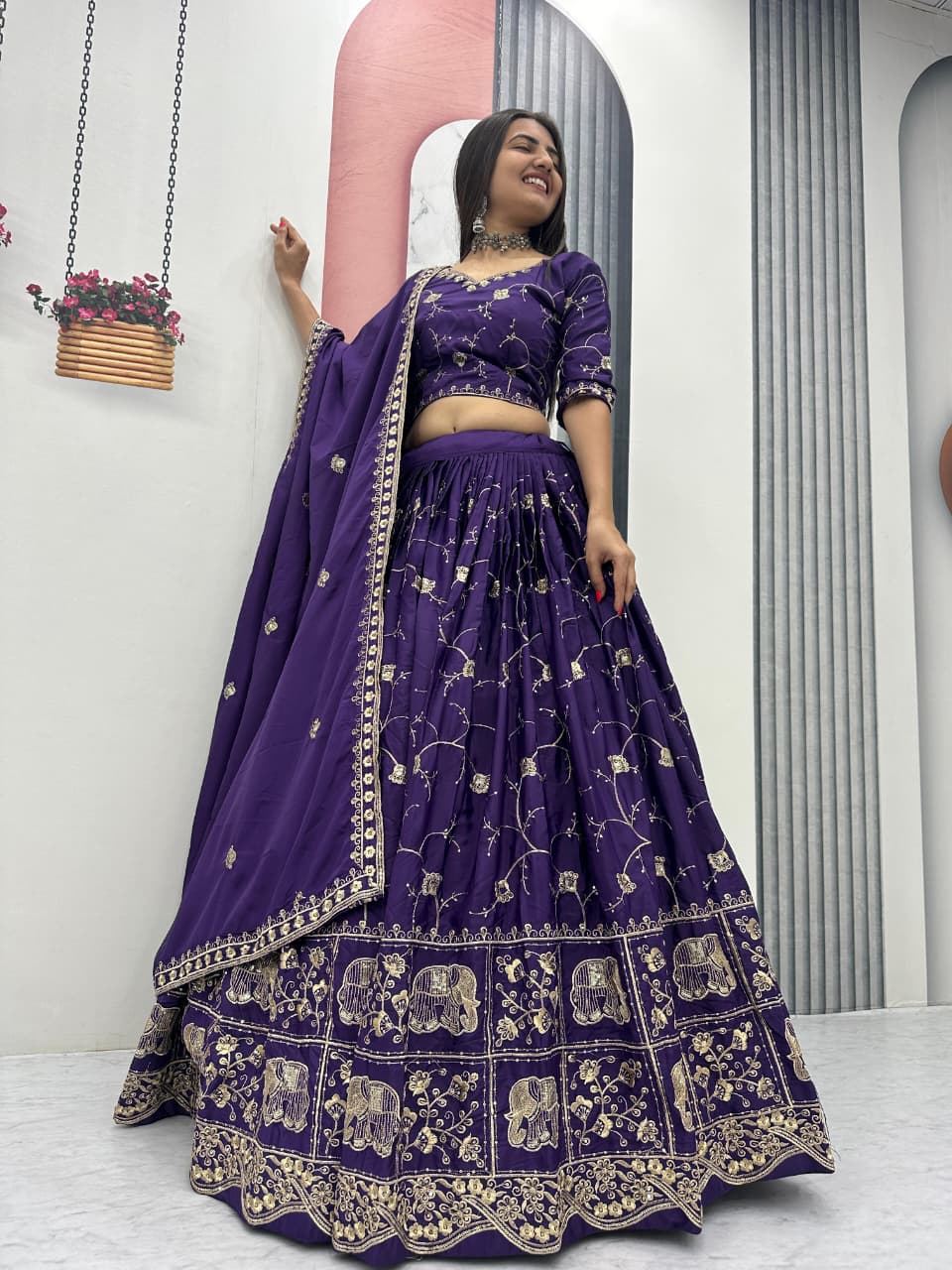 Rajnira Crepe Silk Embroidered Lehenga Choli Set