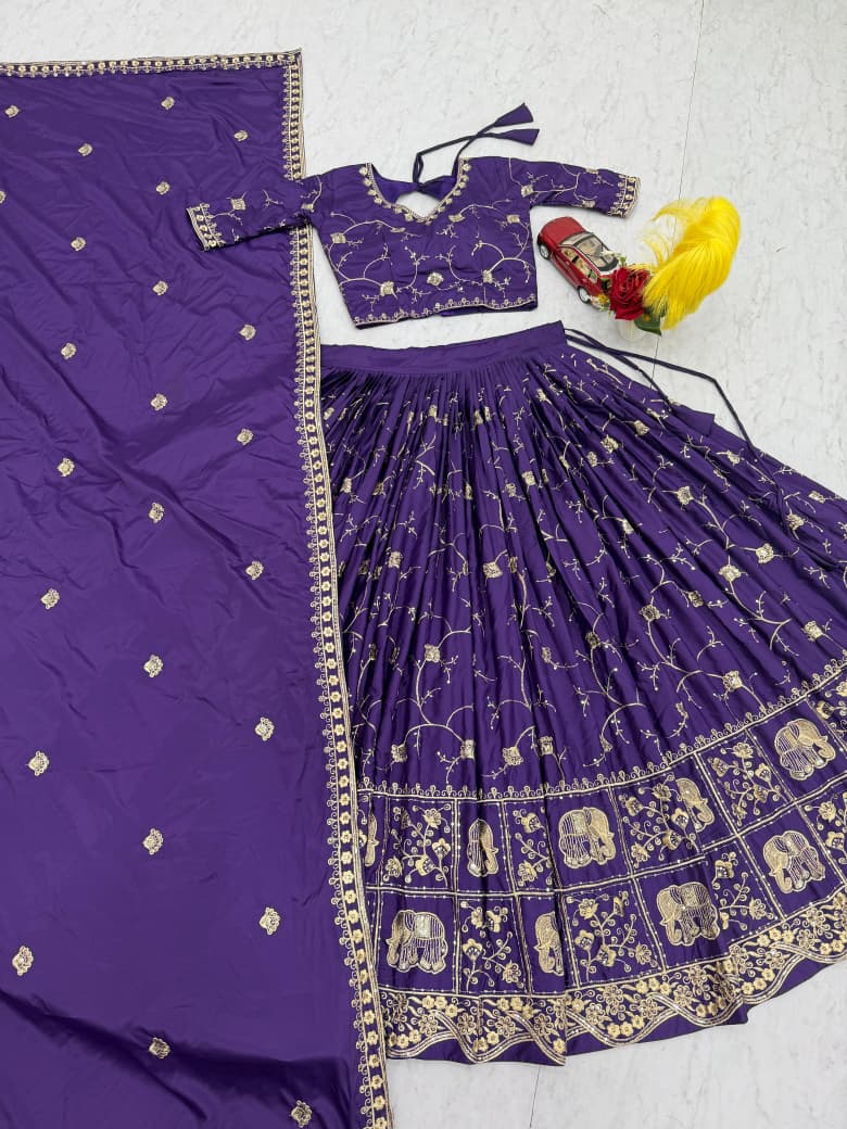 Rajnira Crepe Silk Embroidered Lehenga Choli Set