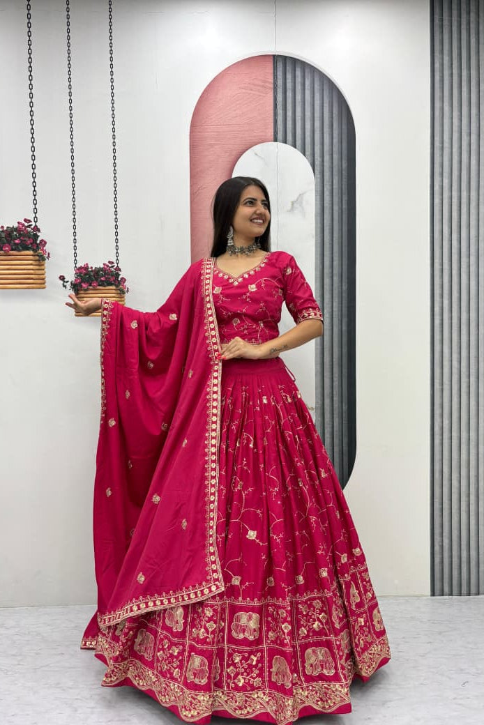Rajnira Crepe Silk Embroidered Lehenga Choli Set