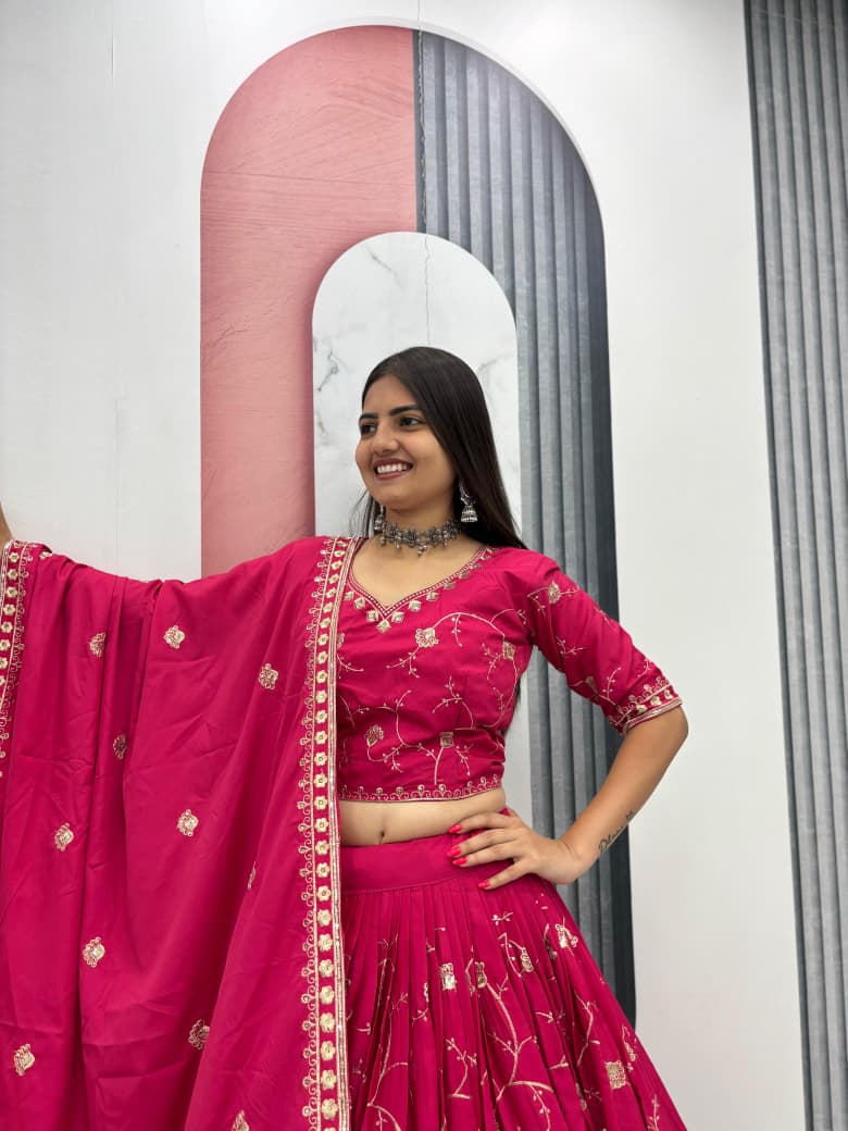 Rajnira Crepe Silk Embroidered Lehenga Choli Set