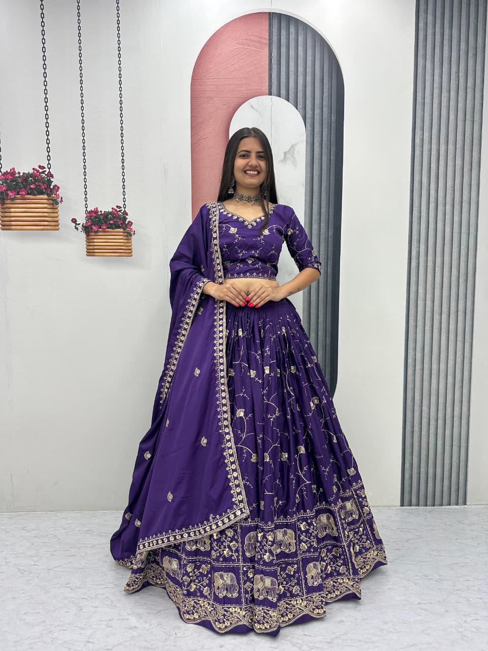 Rajnira Crepe Silk Embroidered Lehenga Choli Set