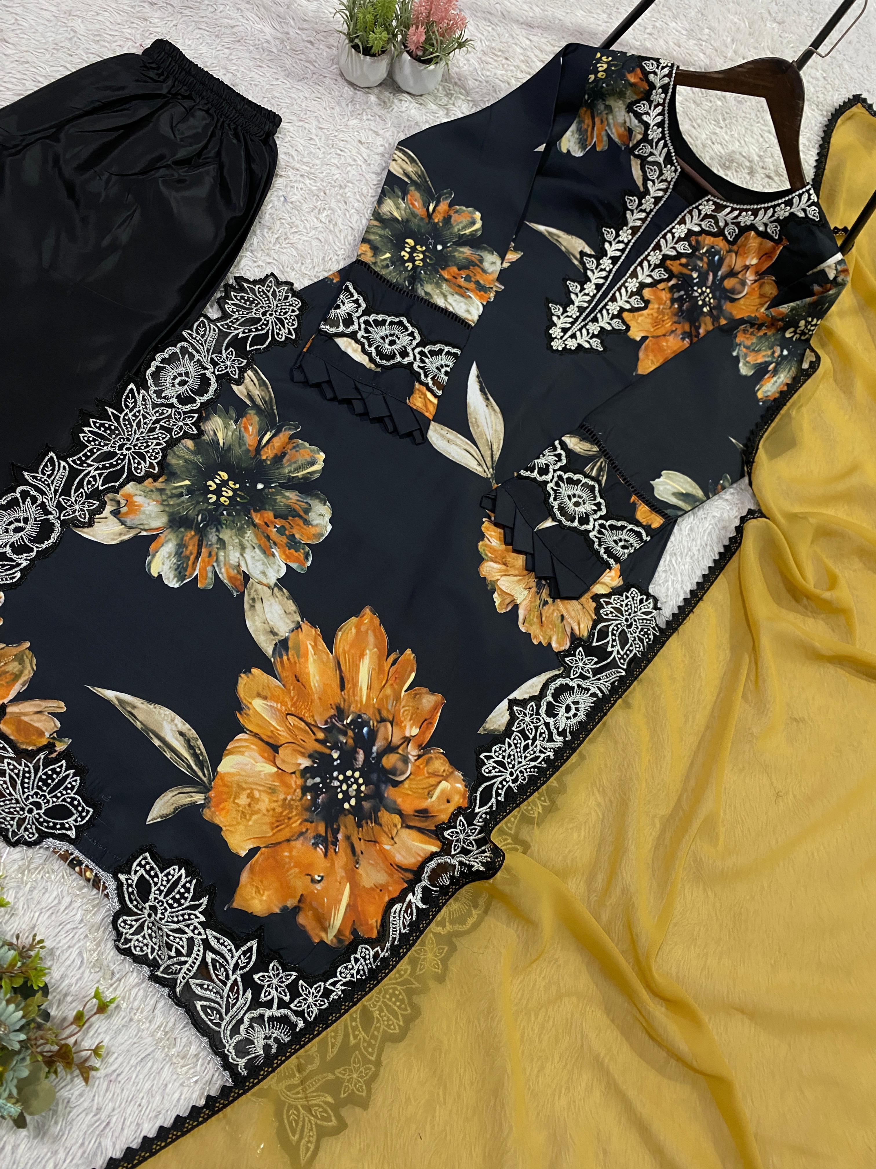 Noorika Printed Muslin Palazzo Suit Set