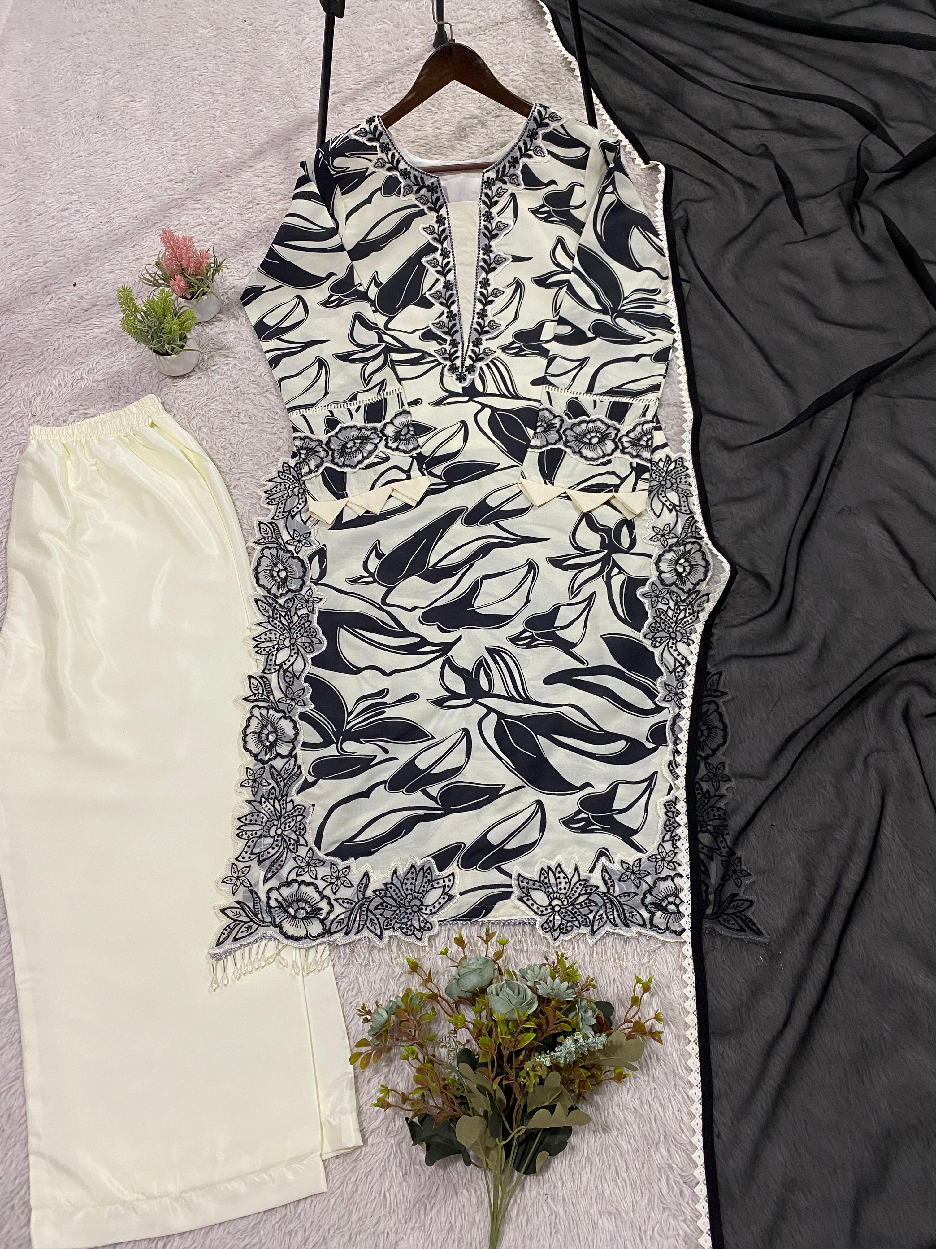 Noorika Printed Muslin Palazzo Suit Set