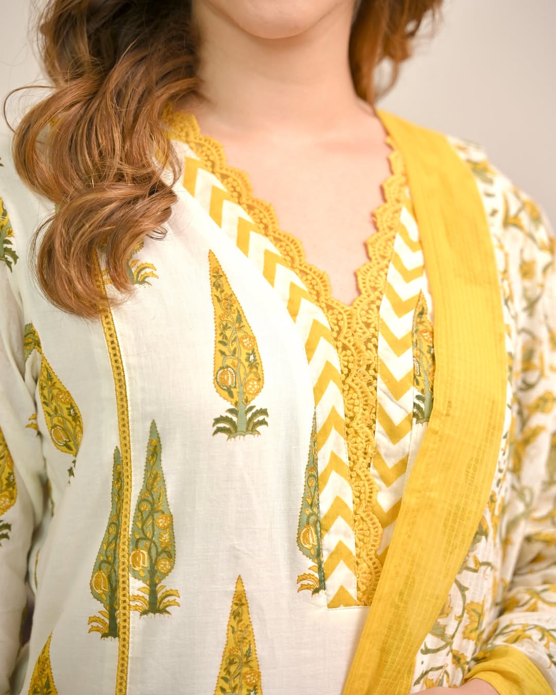 Peetvastra Mughal Print Cotton Suit Set