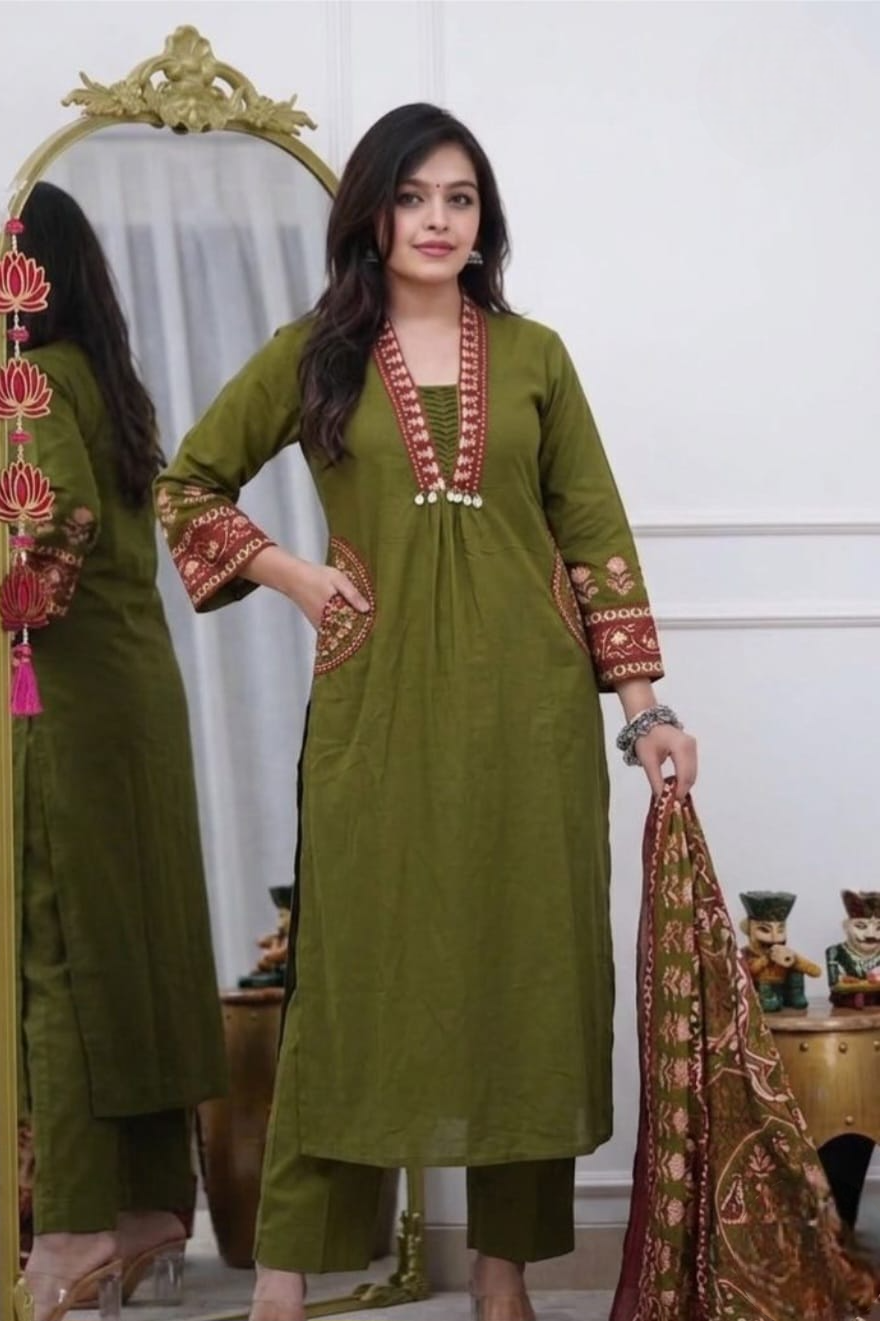 Meherva Handblock Cotton Straight Suit Set