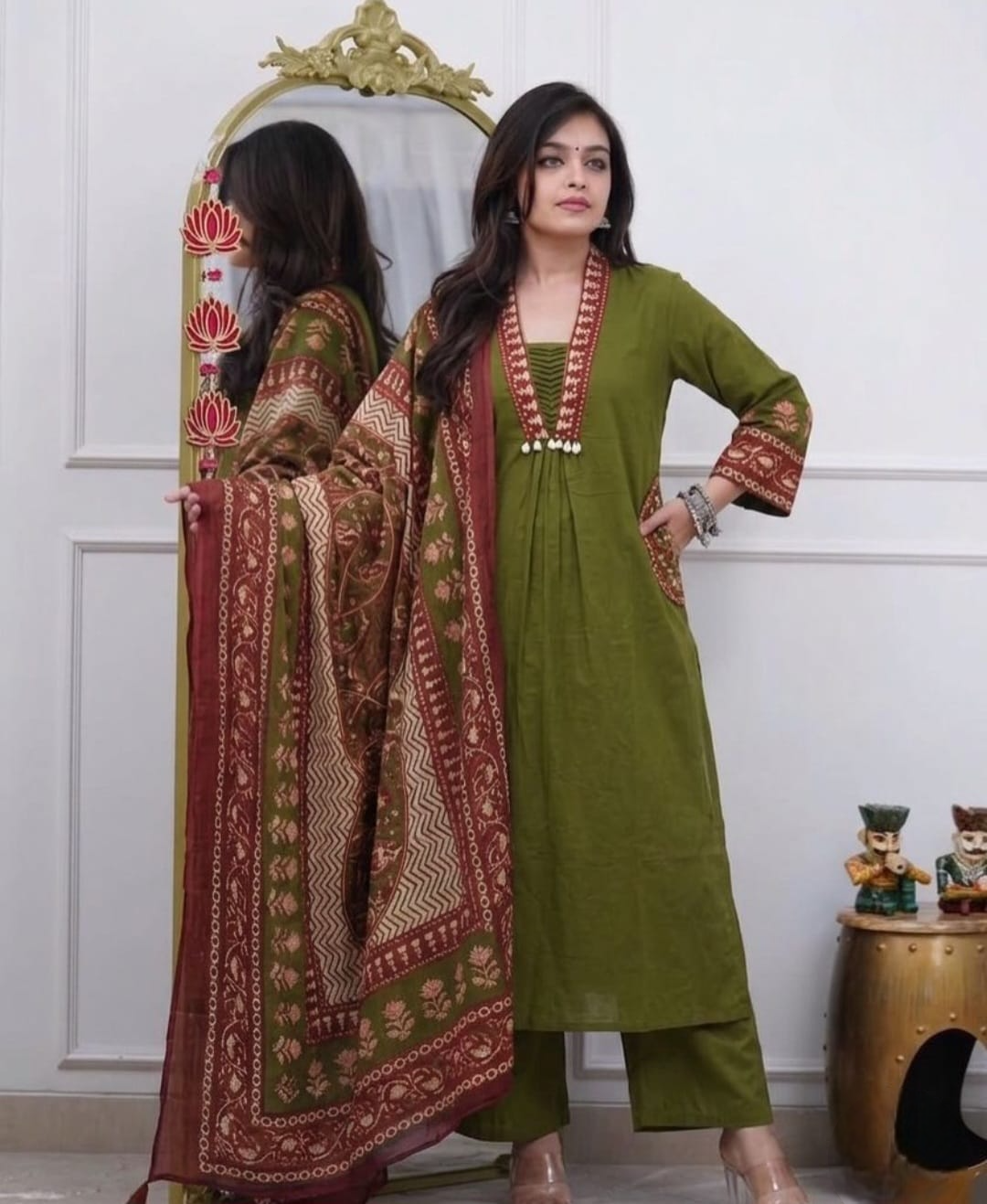 Meherva Handblock Cotton Straight Suit Set