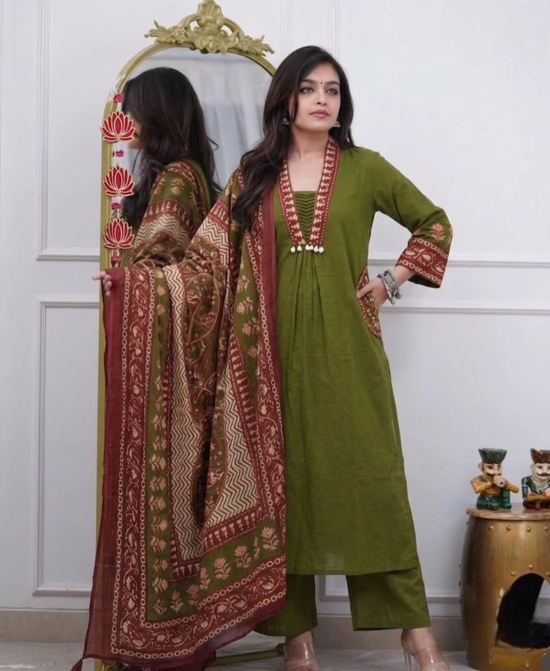 Meherva Handblock Cotton Straight Suit Set
