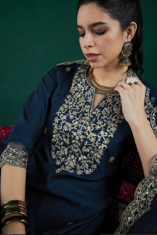 Kashvi Chanderi Sequin Embroidery Suit Set