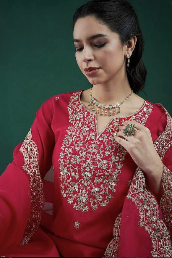 Kashvi Chanderi Sequin Embroidery Suit Set